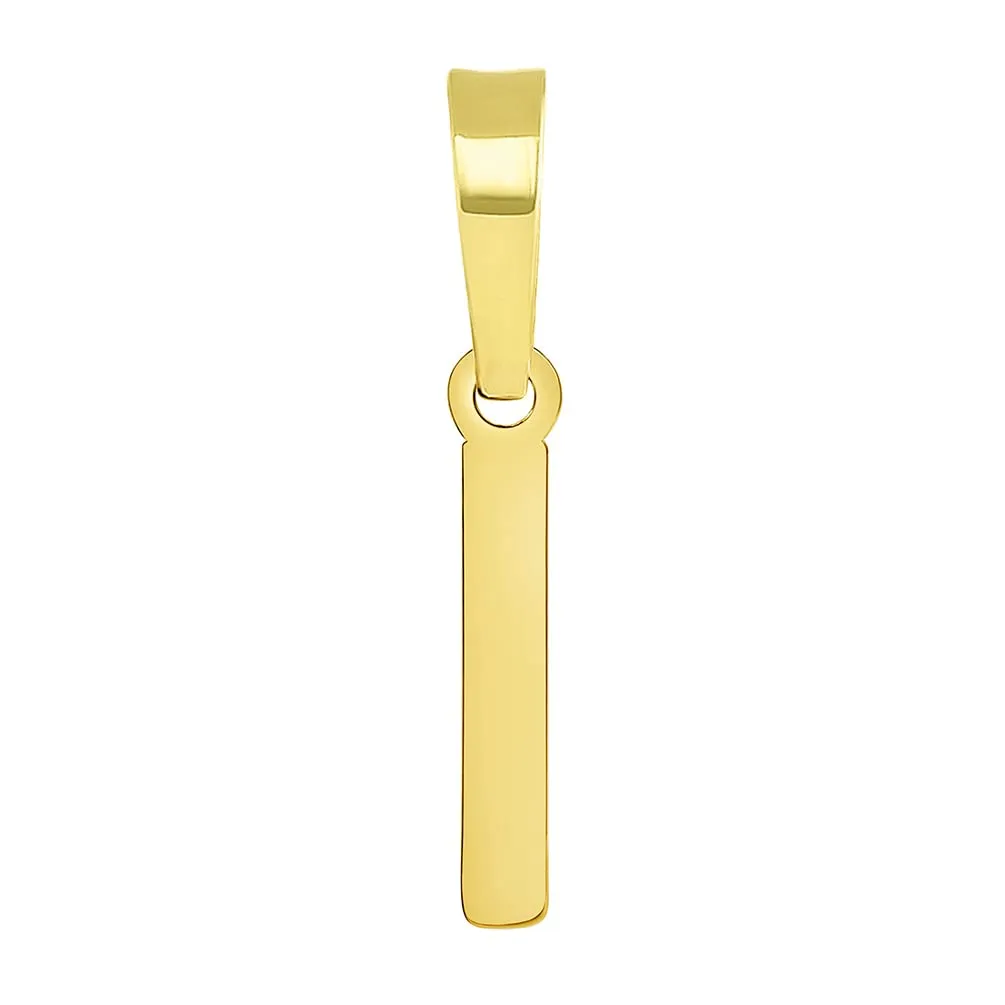 Solid 14k Yellow Gold Dainty Mini Uppercase Initial Charm Block Letter Pendant Necklace