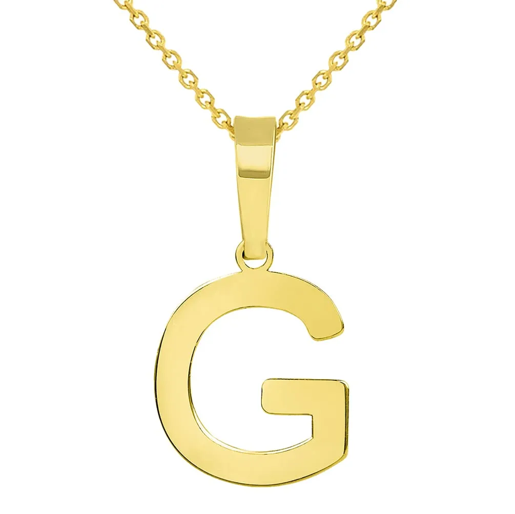 Solid 14k Yellow Gold Dainty Mini Uppercase Initial Charm Block Letter Pendant Necklace