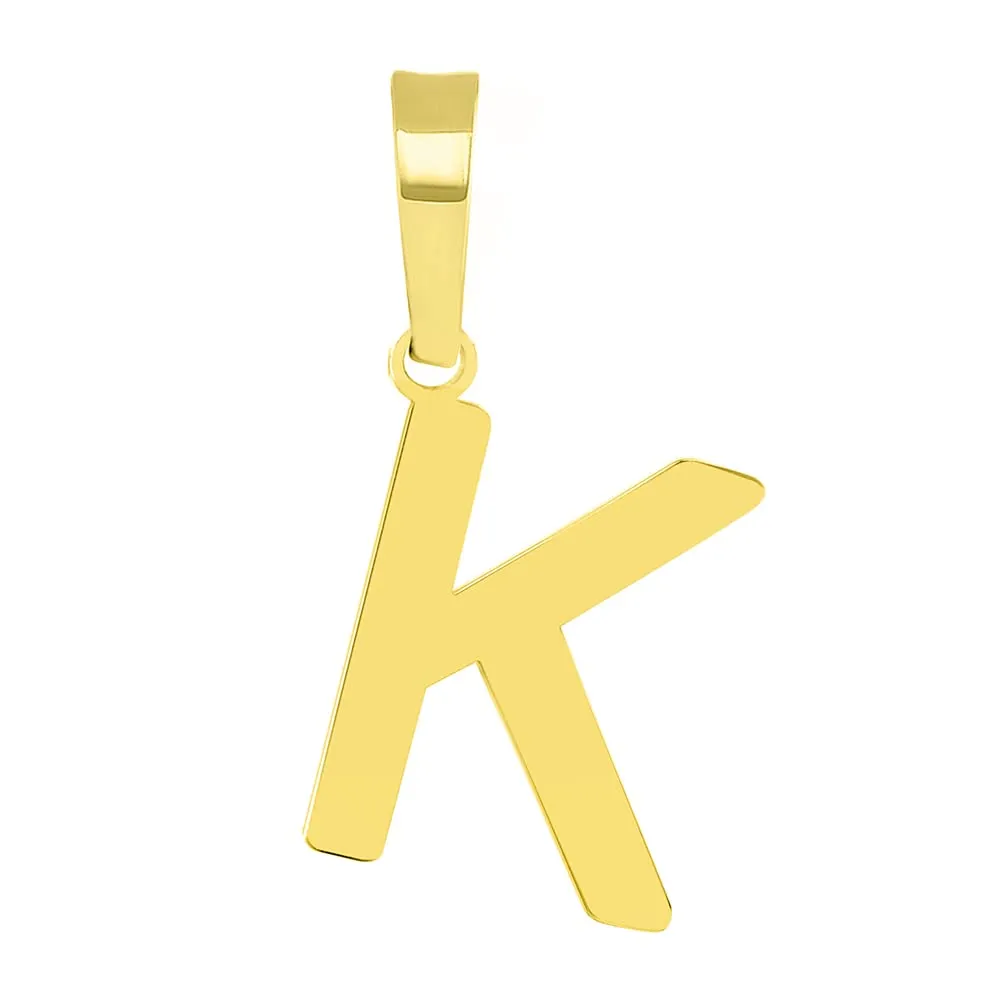 Solid 14k Yellow Gold Dainty Mini Uppercase Initial Charm Block Letter Pendant Necklace