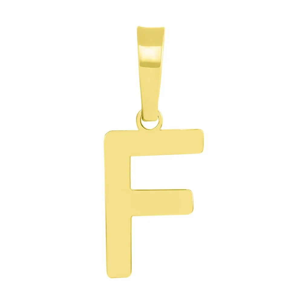 Solid 14k Yellow Gold Dainty Mini Uppercase Initial Charm Block Letter Pendant Necklace
