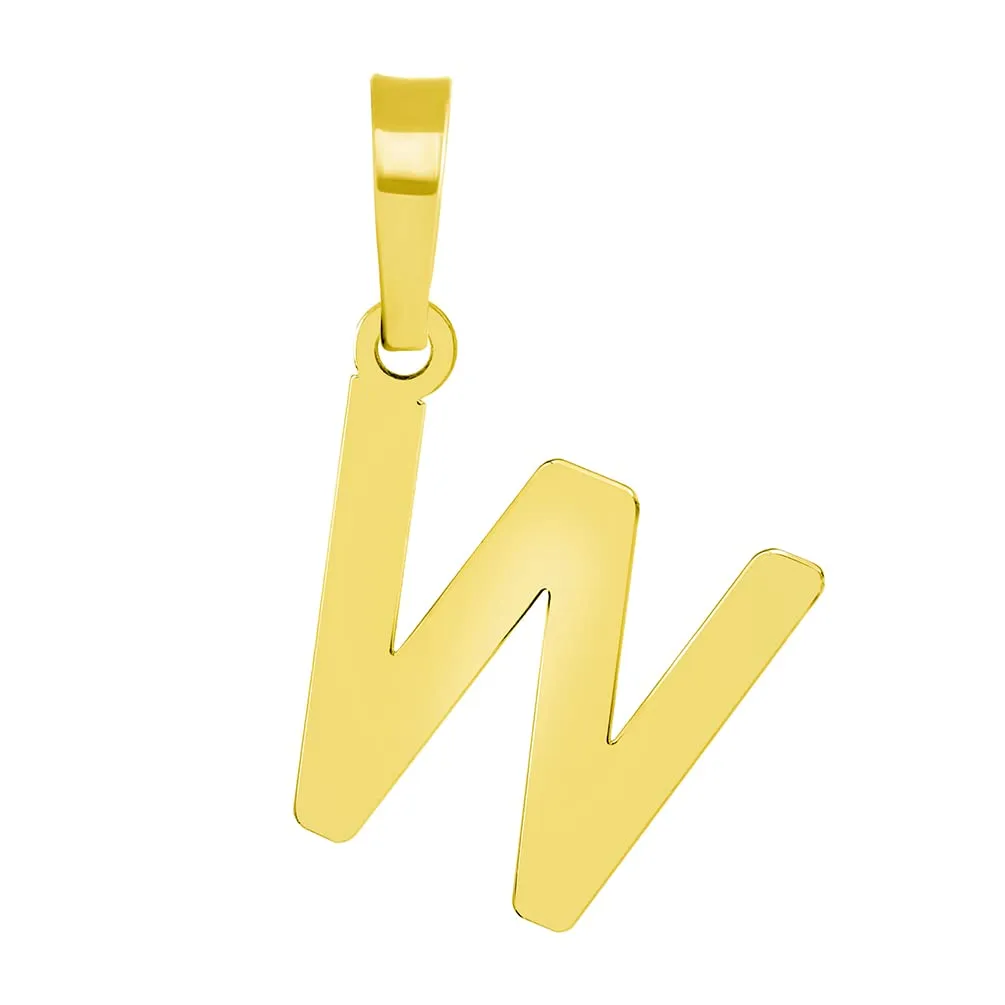 Solid 14k Yellow Gold Dainty Mini Uppercase Initial Charm Block Letter Pendant Necklace