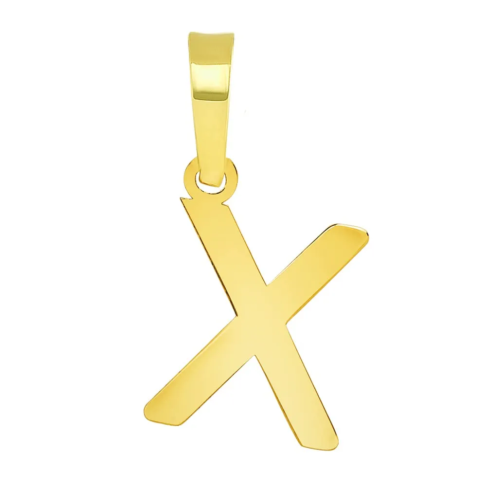Solid 14k Yellow Gold Dainty Mini Uppercase Initial Charm Block Letter Pendant Necklace