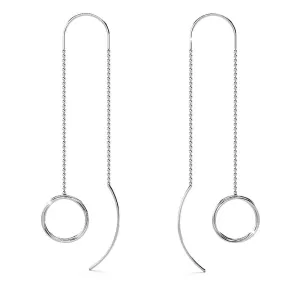 Solid 925 Sterling Silver Intertwined Circles Wire Threader Earrings