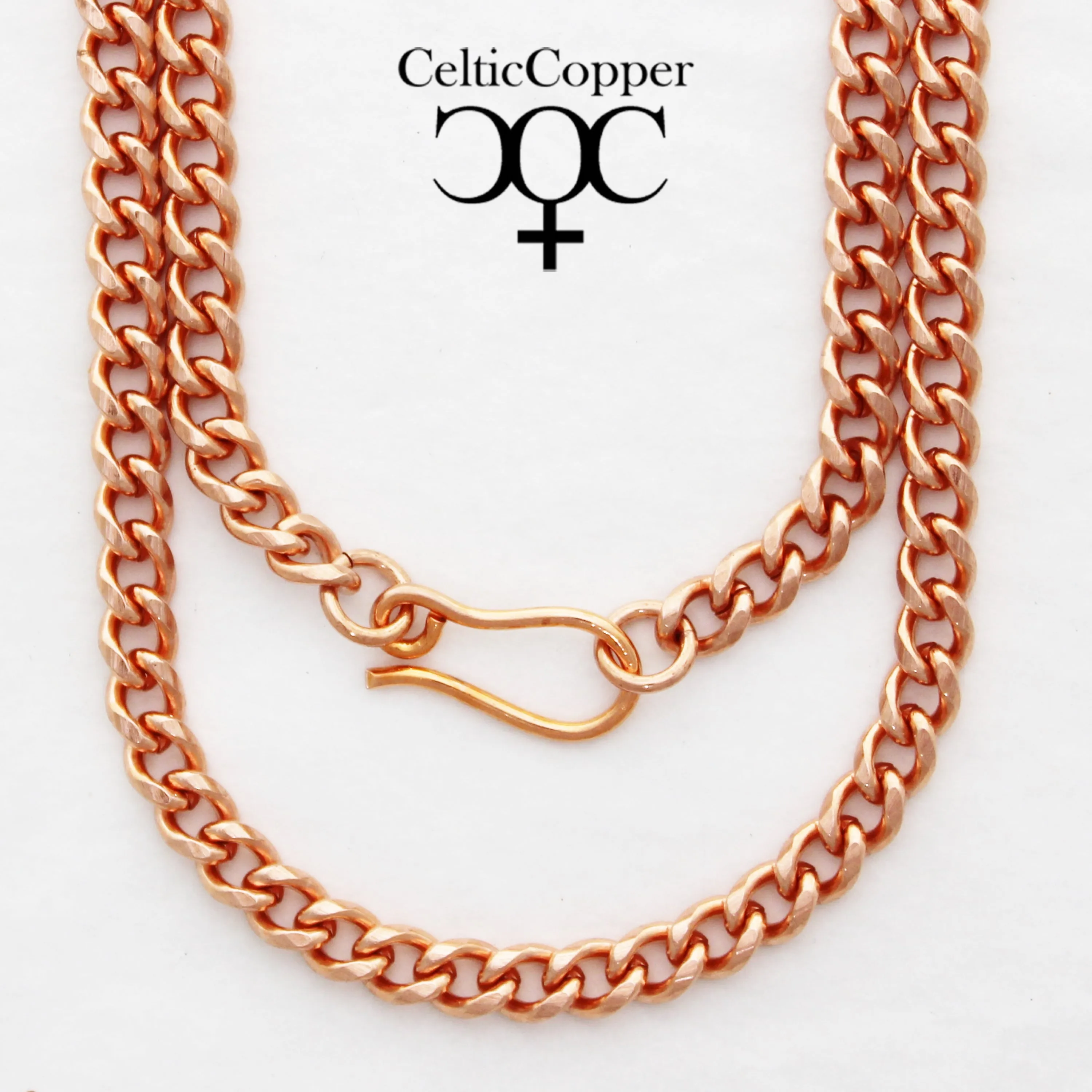 Solid Copper Cuban Curb  Necklace Chain 18 Inch NC72 Medium 5mm Cuban Curb Chain Necklace 18" Copper Chain