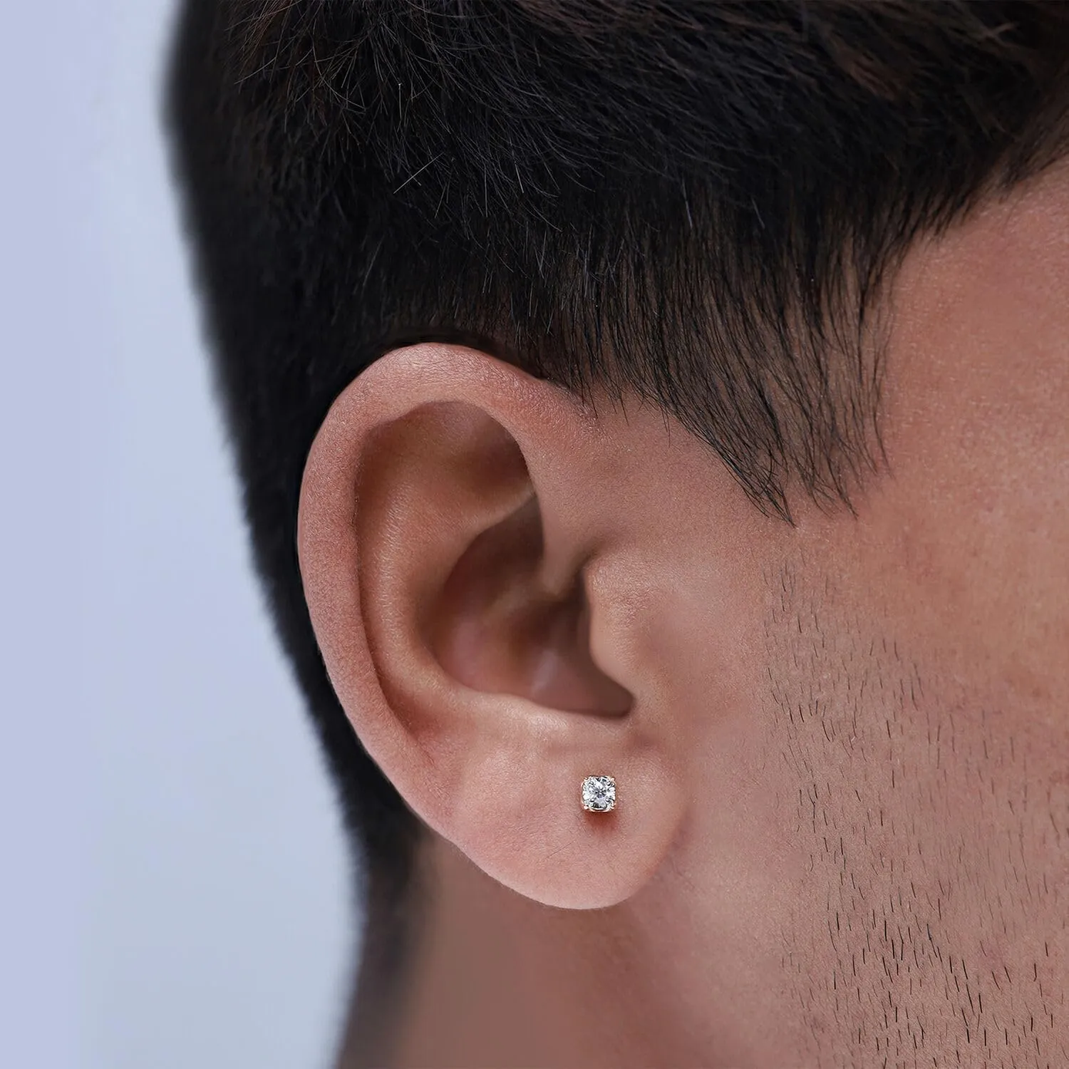 Solitaire Stud Earrings for Men 1/3 Cttw Round Natural or Lab Grown Diamond Ear Studs with Push Backs in 10K or 14K Solid Gold and 925 Sterling Silver Jewelry Gift for Him