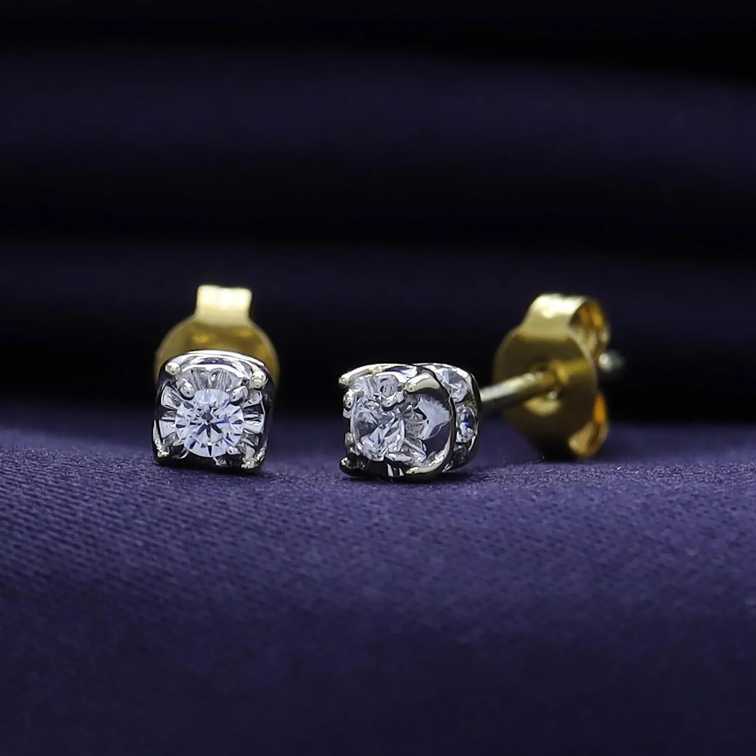 Solitaire Stud Earrings for Men 1/3 Cttw Round Natural or Lab Grown Diamond Ear Studs with Push Backs in 10K or 14K Solid Gold and 925 Sterling Silver Jewelry Gift for Him