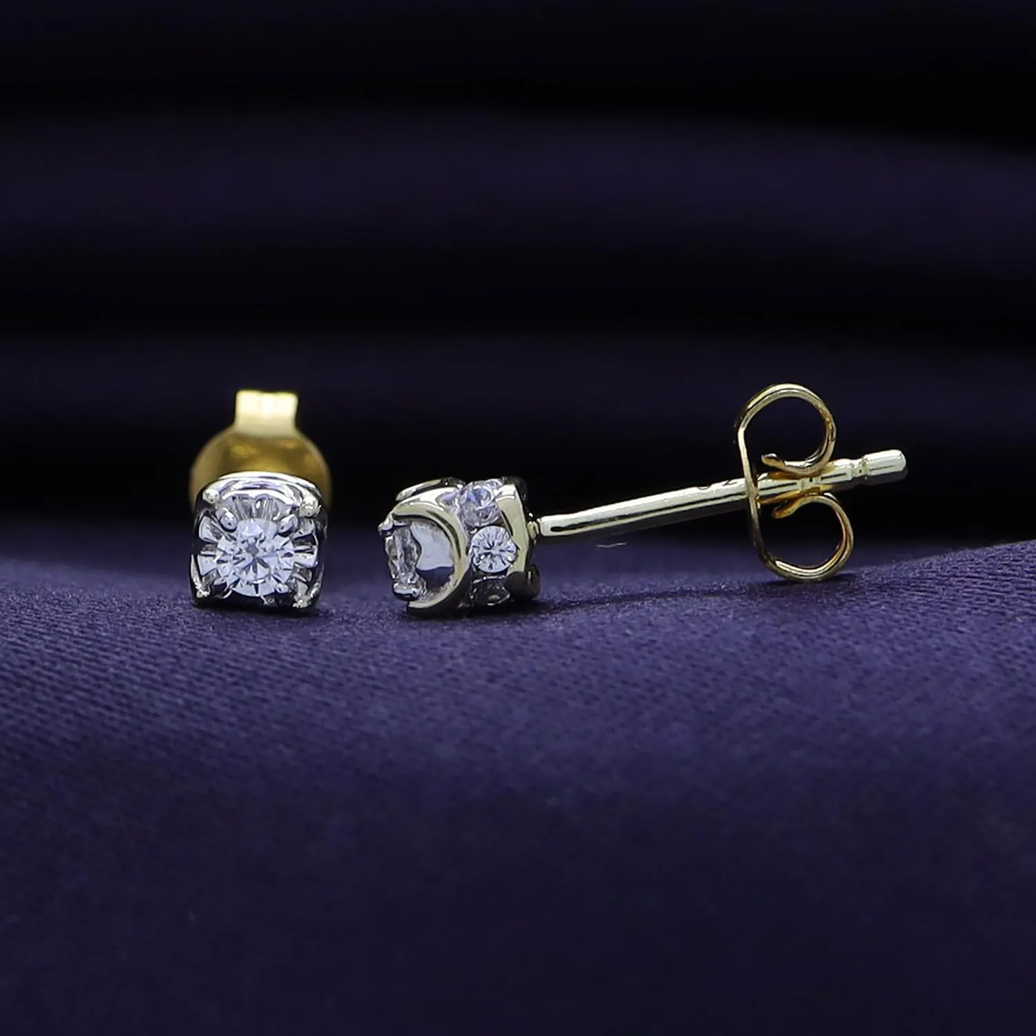 Solitaire Stud Earrings for Men 1/3 Cttw Round Natural or Lab Grown Diamond Ear Studs with Push Backs in 10K or 14K Solid Gold and 925 Sterling Silver Jewelry Gift for Him