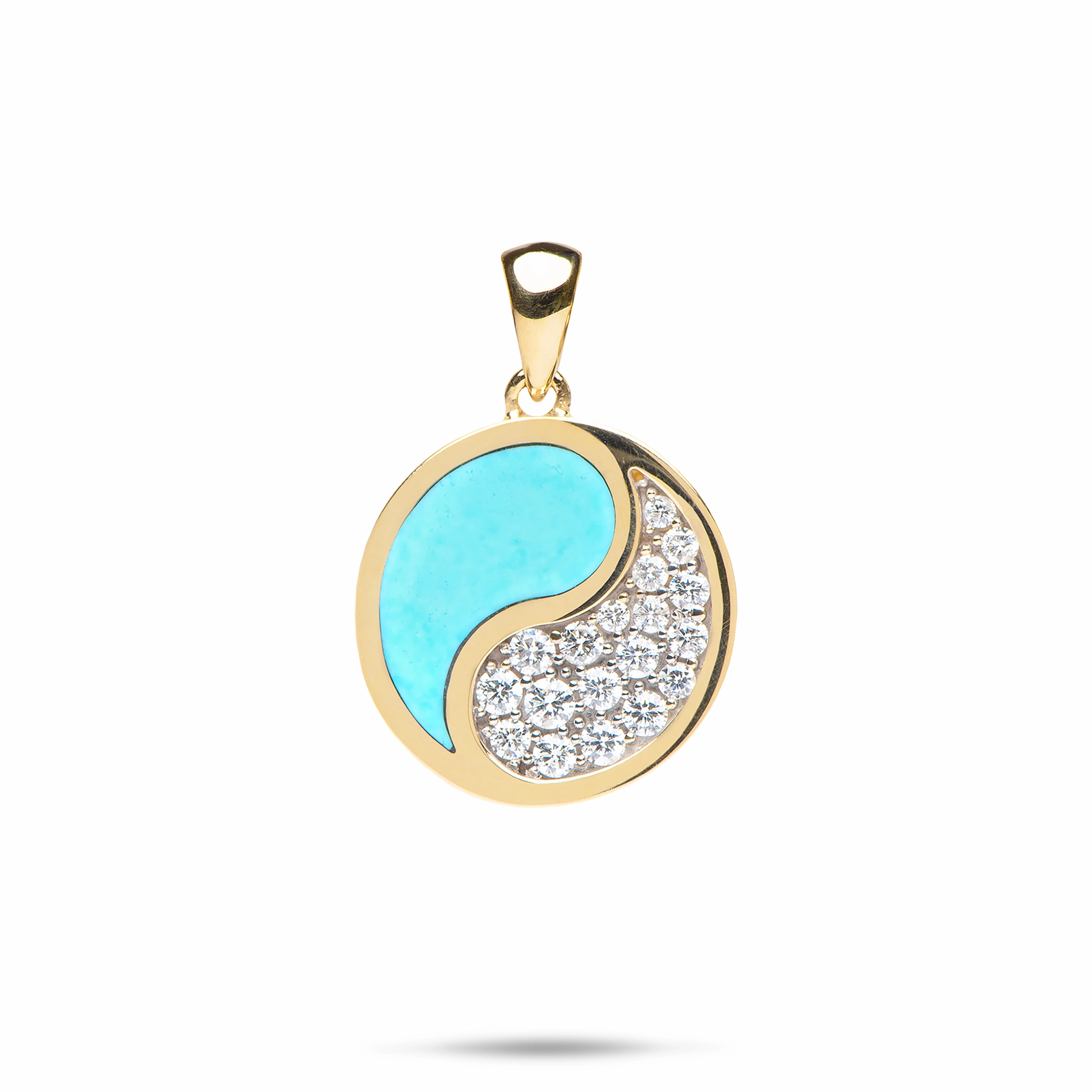 Yin Yang Turquoise Pendant in Gold with Diamonds - 18.5mm Fashion Form