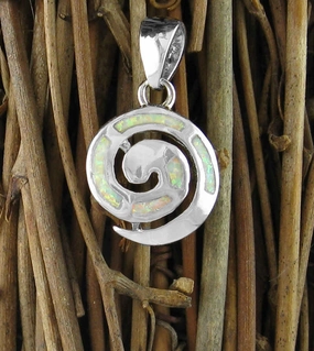 Spiral Pendant With Lab Opal City Look Ideal Design