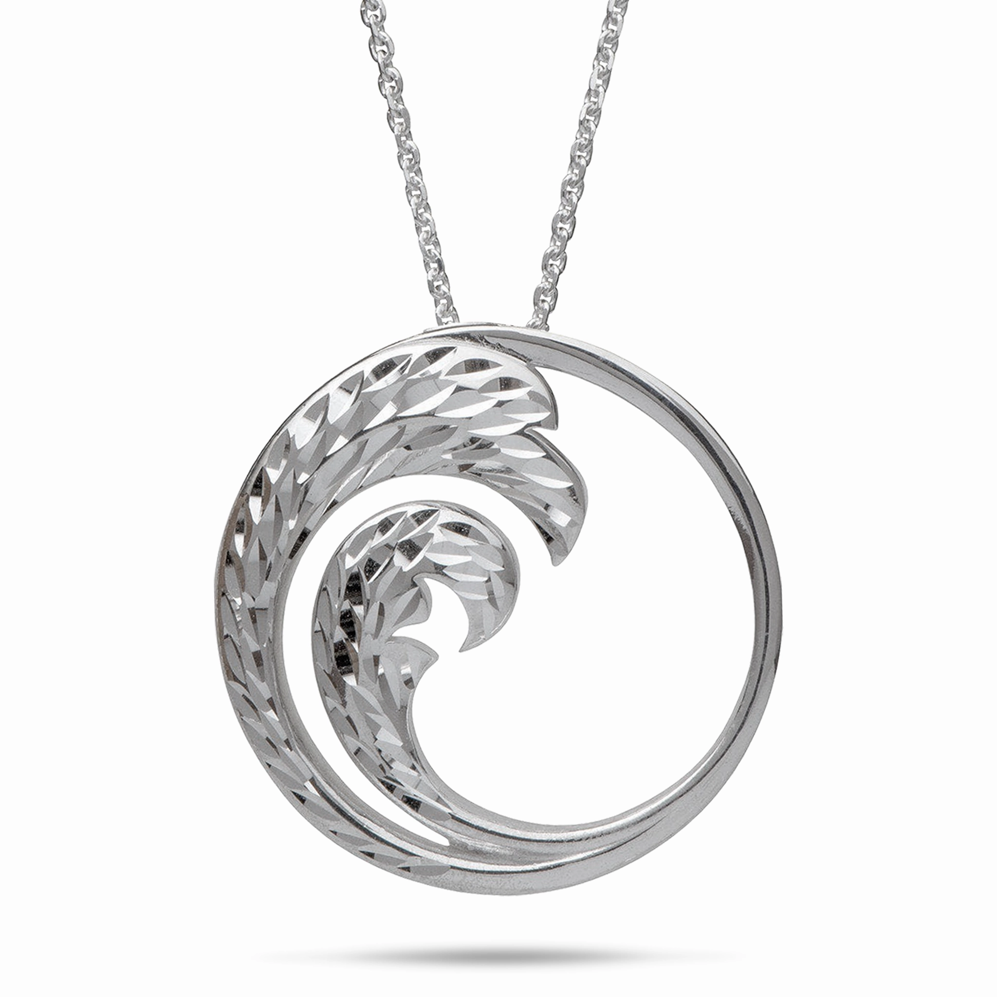 Effortless Fit Cool Touch 24" Adjustable Nalu Pendant Necklace in Sterling Silver - 30mm