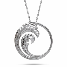 Effortless Fit Cool Touch 24" Adjustable Nalu Pendant Necklace in Sterling Silver - 30mm