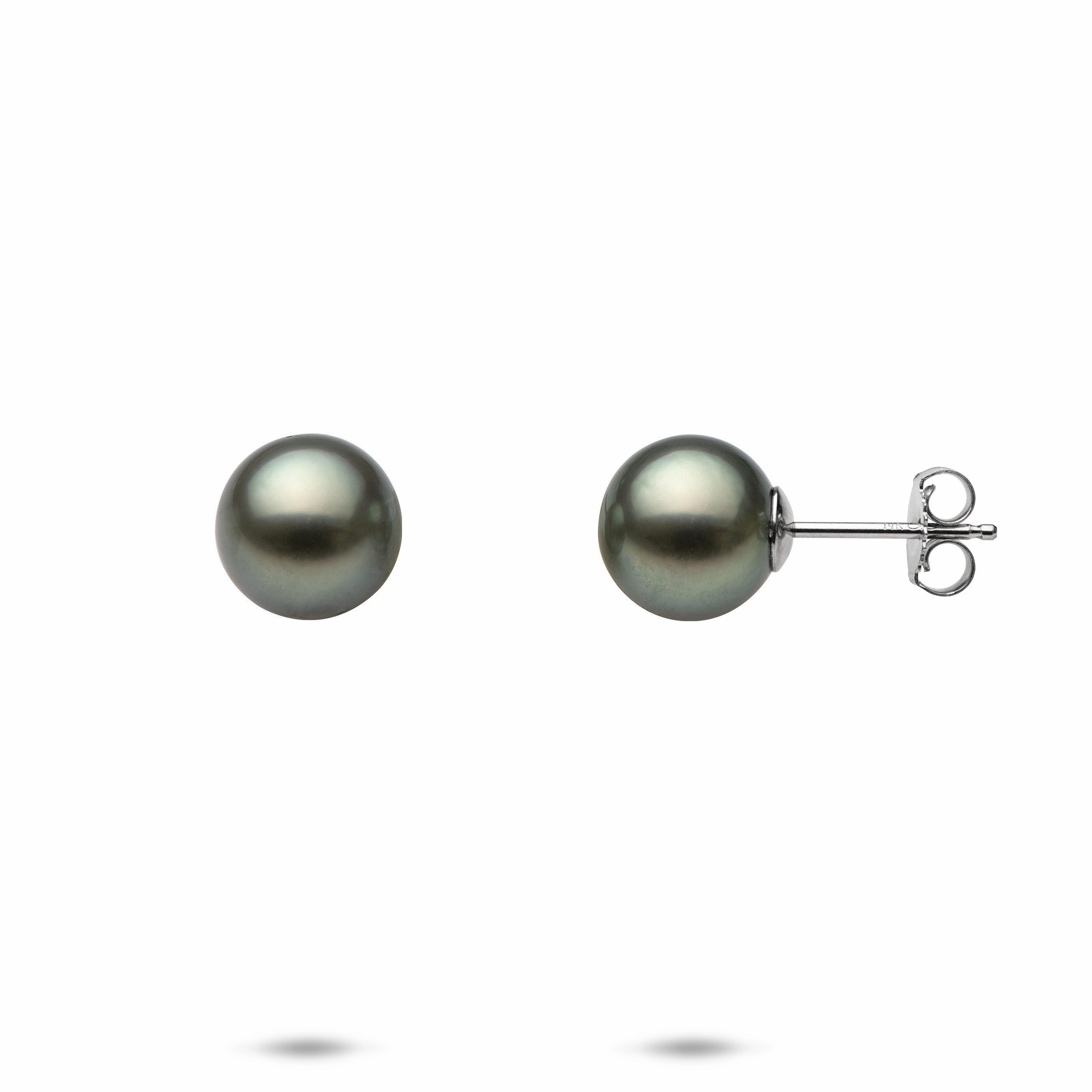 Tahitian Black Pearl Earrings in White Gold - 8-9mm Classic Design Night Appeal