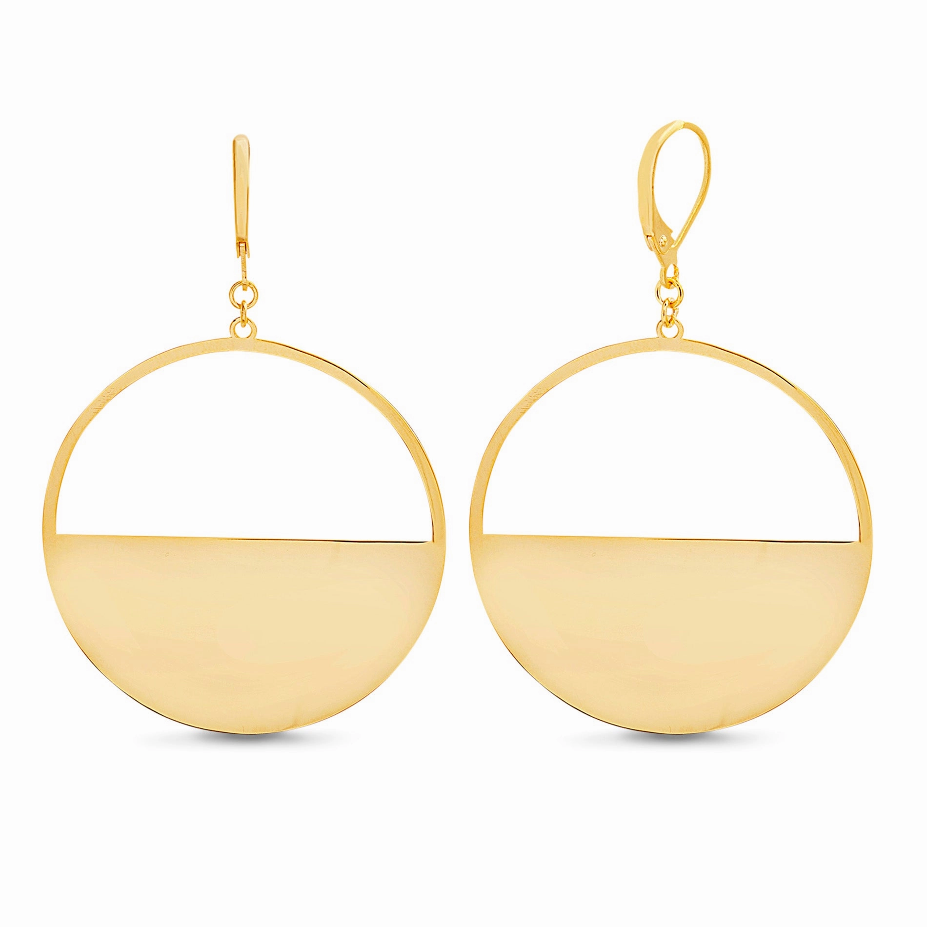 Corporate Adornment Lightweight Item Lesa Michele Yellow Gold Plated Sterling Silver Open Half Circle Dangle Lever Back Earrings