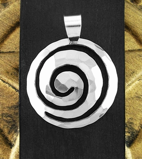 Community Piece Large Domed and Hammered Cut-Out Spiral Pendant