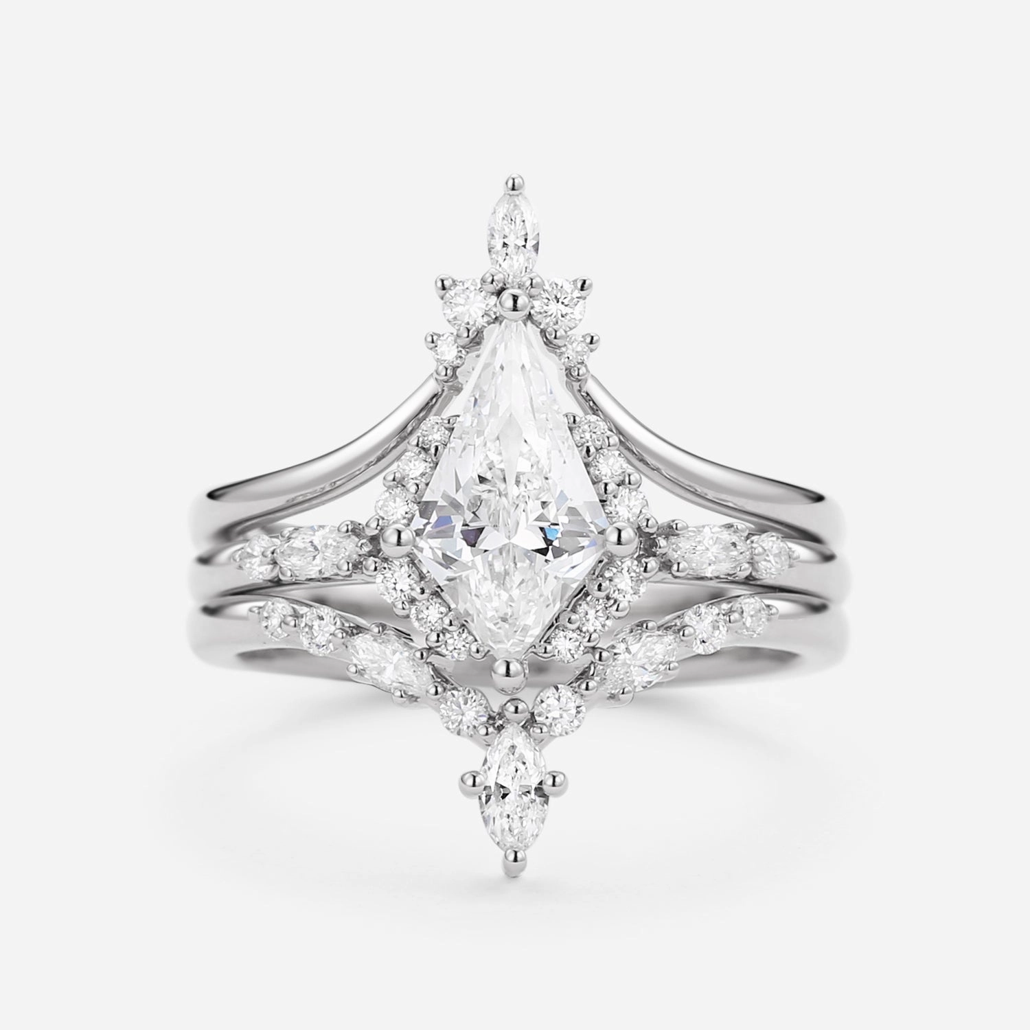 Statement Accessory Exquisite Touch Kite Lab Grown Diamond Engagement Ring Set 3pcs