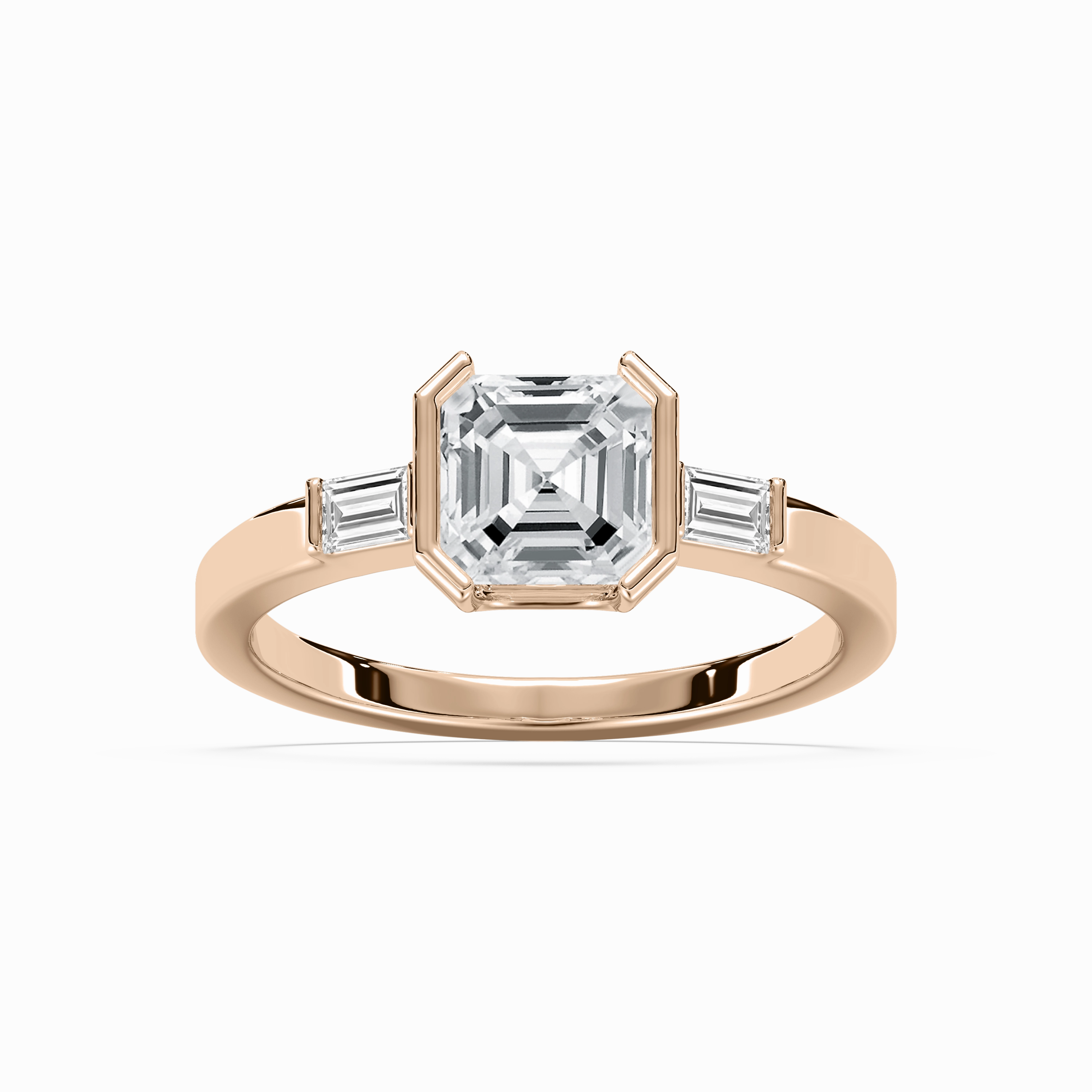 Adira 2 ??? ctw Emerald Lab Grown Diamond Semi Bezel Three Stone Engagement Ring Meaningful Expression Vintage Emblem