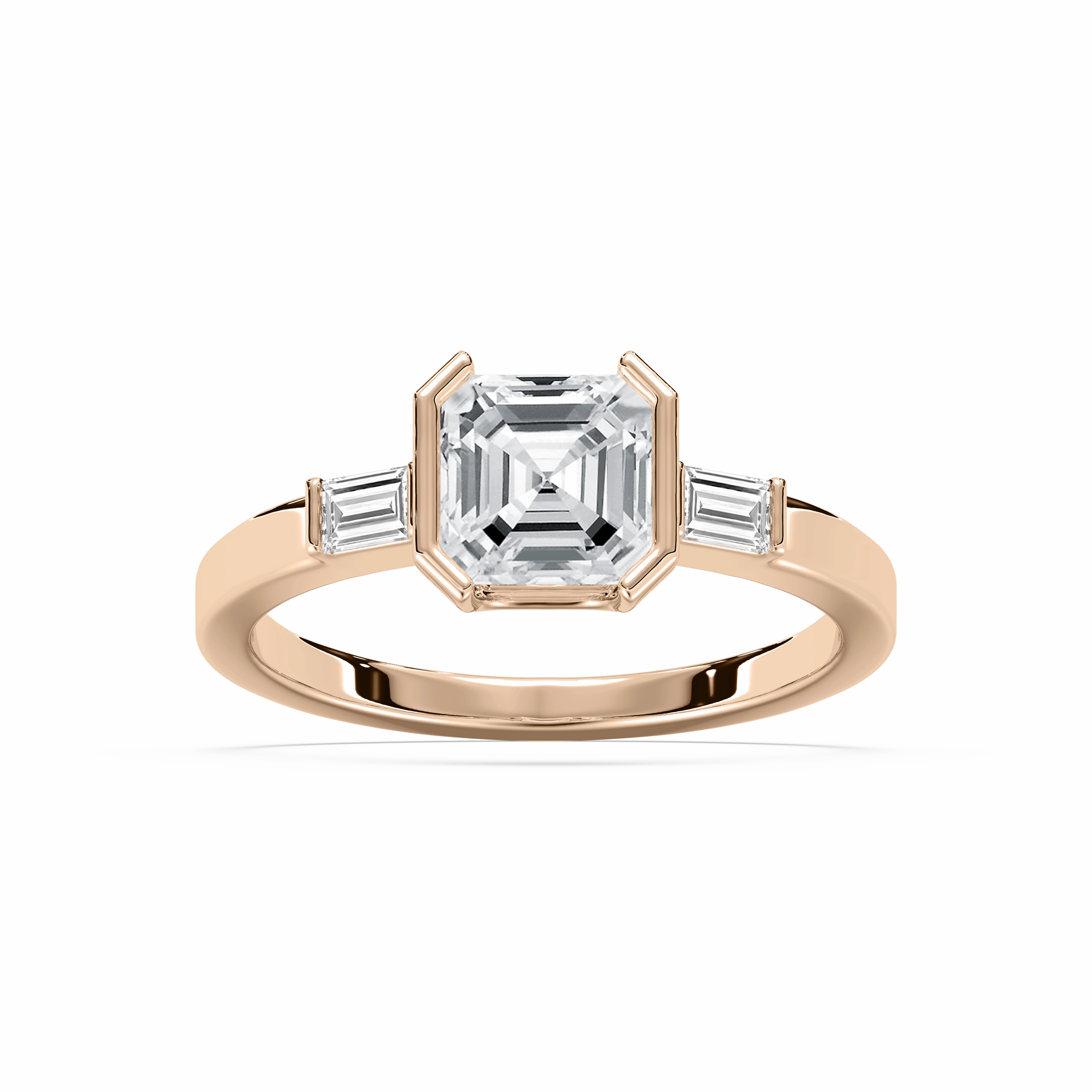 Adira 2 ??? ctw Emerald Lab Grown Diamond Semi Bezel Three Stone Engagement Ring Timeless Finish Weekend Ready