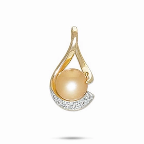 South Sea Gold Pearl Infinity Pendant in Gold with Diamonds - 11-12mm Office Accent