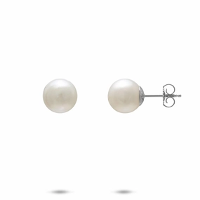 Casual Combo South Sea White Pearl Earrings in White Gold - 8-9mm