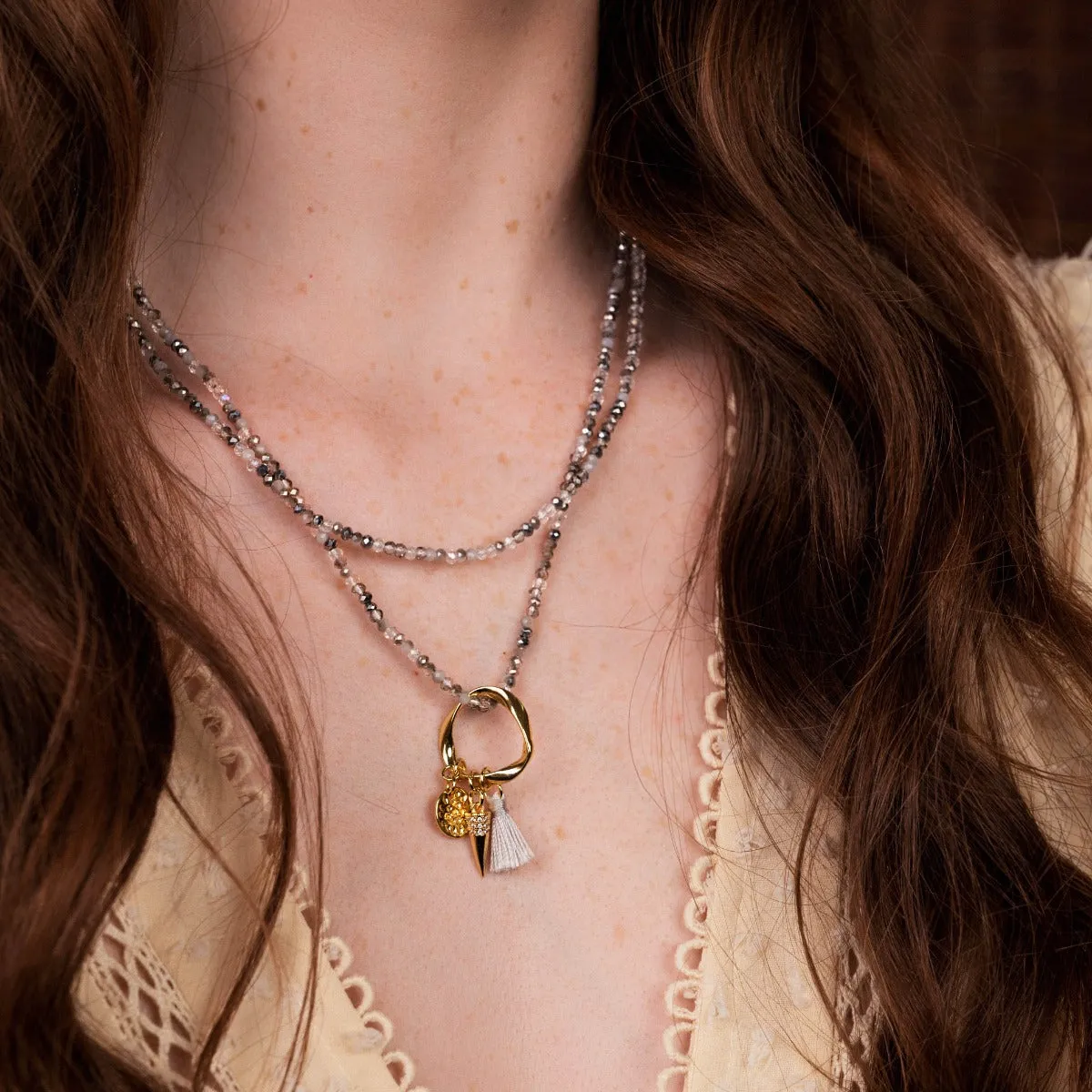 Spark Necklace Grey Crystal