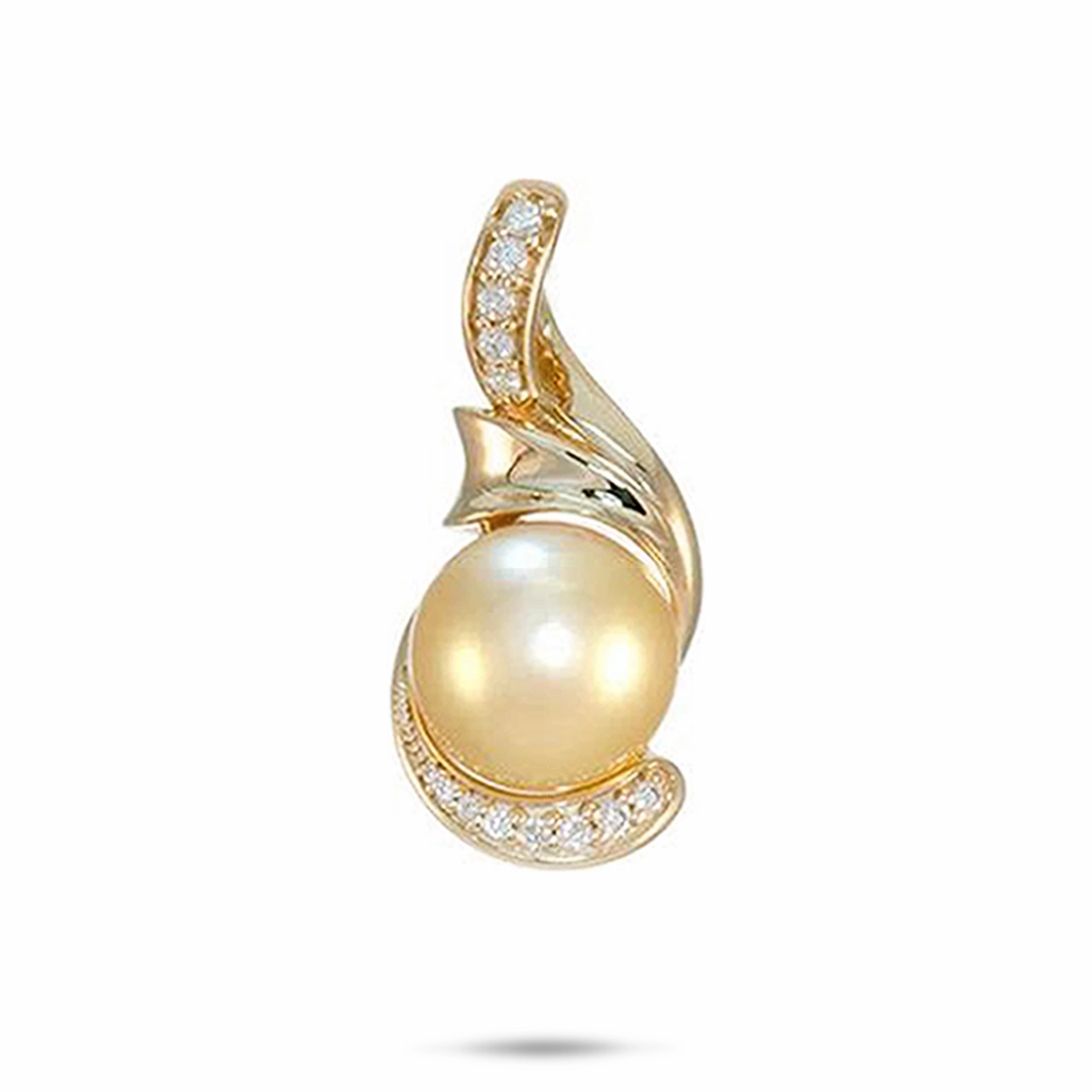 South Sea Gold Pearl Pendant in Gold with Diamonds - 12-13mm Office Accent Fashion pieces