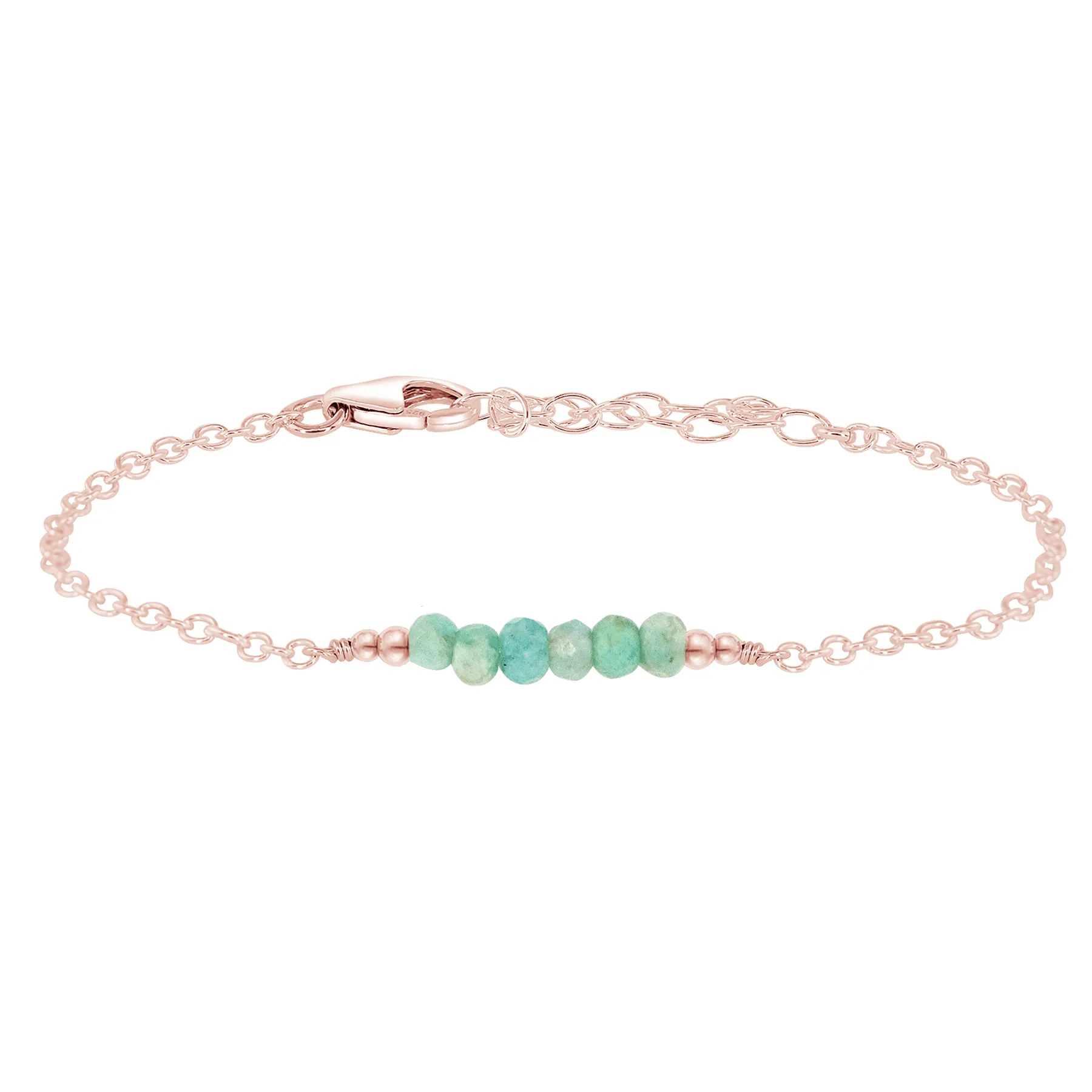 Sparkling Green Amazonite Gemstone Faceted Bead Bar Bracelet