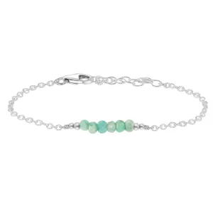 Sparkling Green Amazonite Gemstone Faceted Bead Bar Bracelet