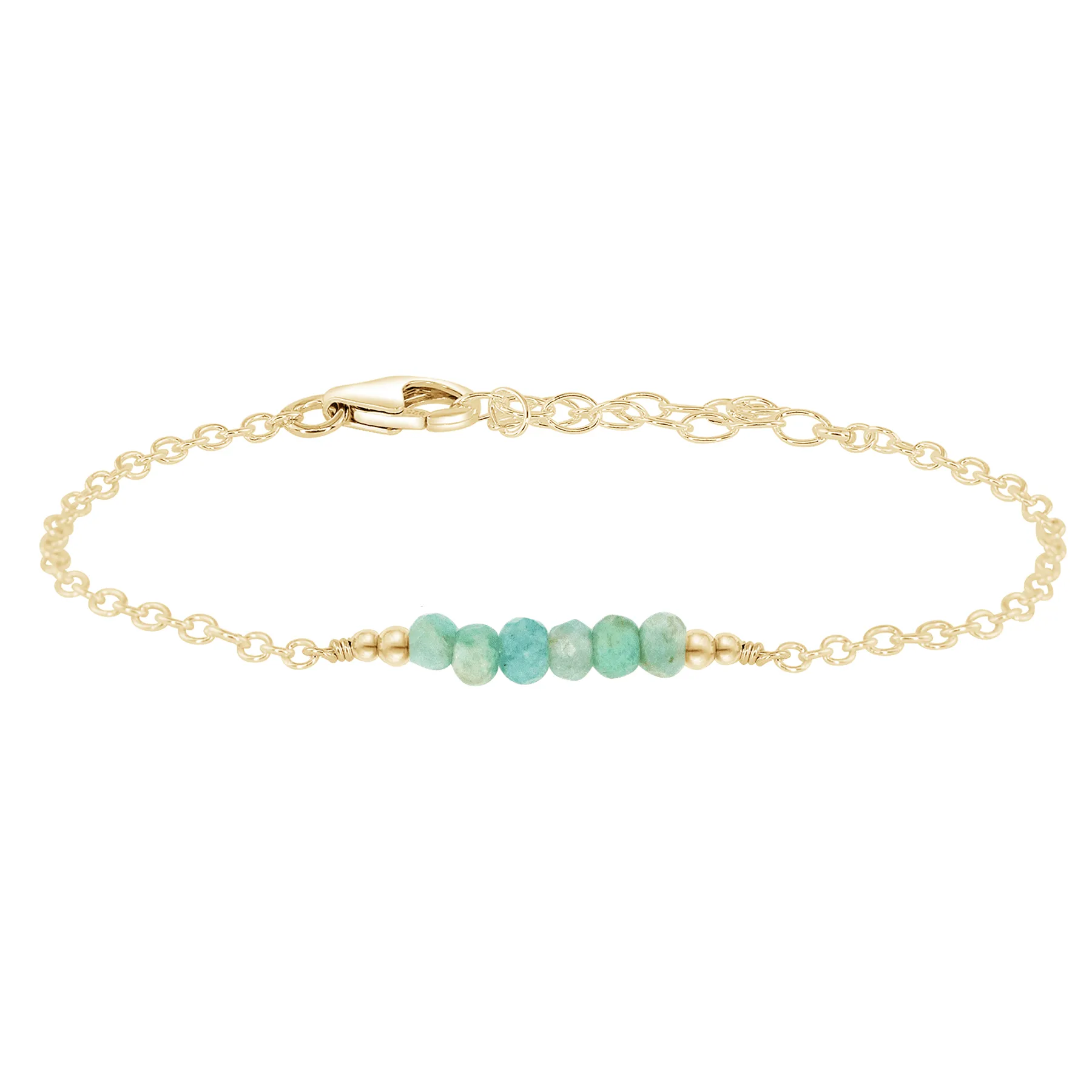 Sparkling Green Amazonite Gemstone Faceted Bead Bar Bracelet