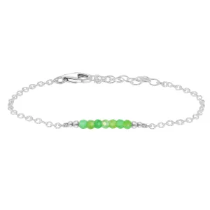 Sparkling Green Chrysoprase Gemstone Faceted Bead Bar Bracelet
