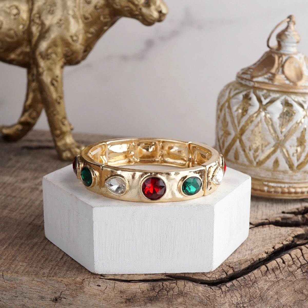 Sparkly Crystal Stretch Bangles ?C Gold Tone with Color Options Worthy Amalgamations