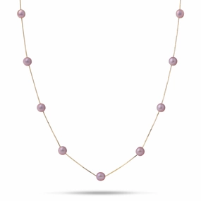 18" Freshwater Pearl Necklace in Gold - 5-6mm Bold Glow Polished Detail