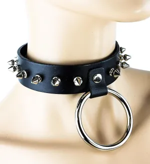 Spike Rivet Hanging 2" Ring Bondage Choker