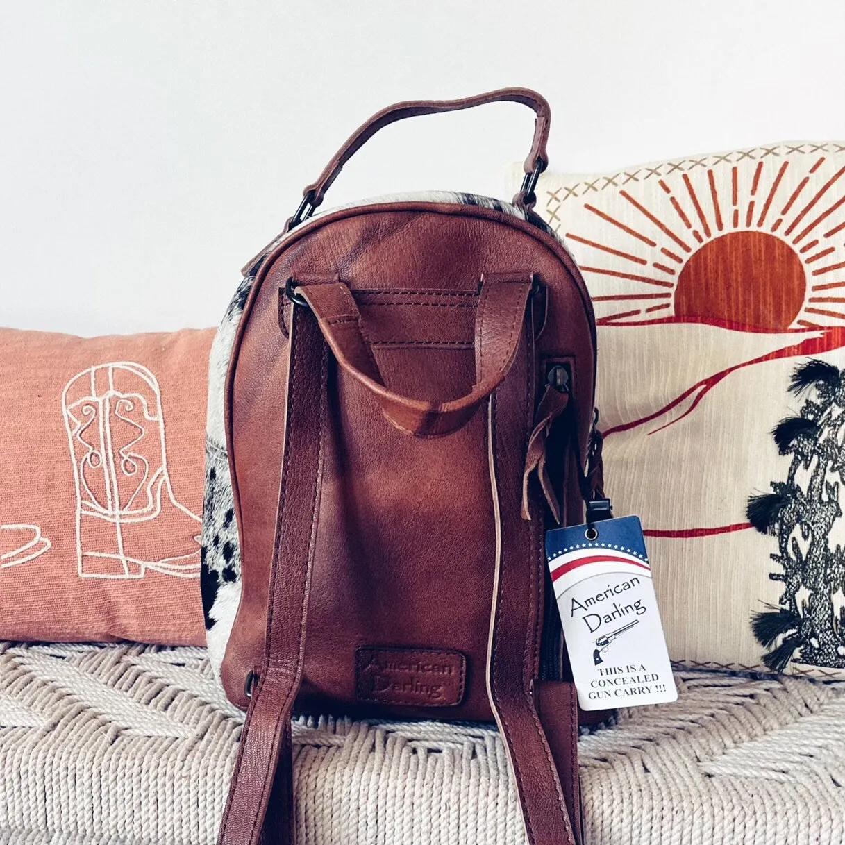 Spring Blooms Bridgeton Western Leather Backpack