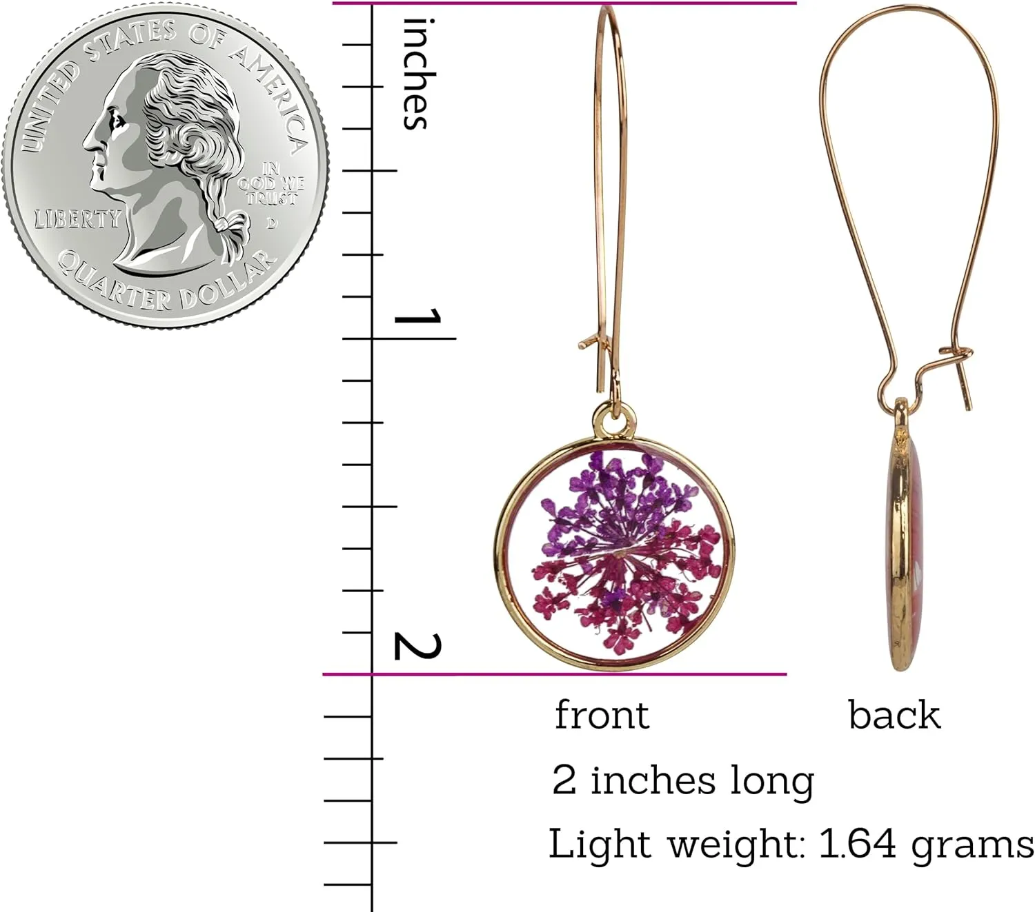 SPUNKYsoul Handmade Real Natural Boho Artsy Dried Flower Resin Epoxy Earrings for Women