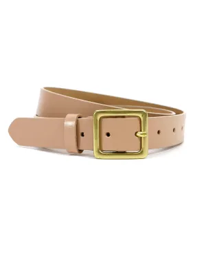 Square Buckle Genuine Leather Belt in Camel
