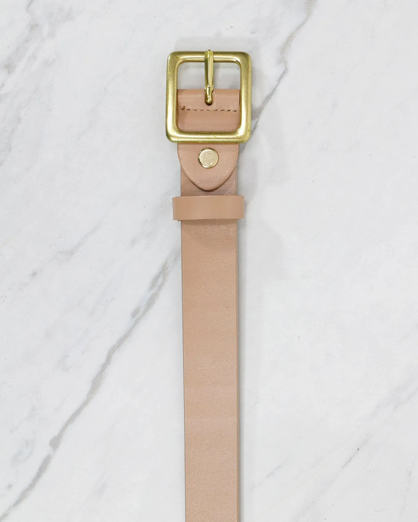 Square Buckle Genuine Leather Belt in Camel