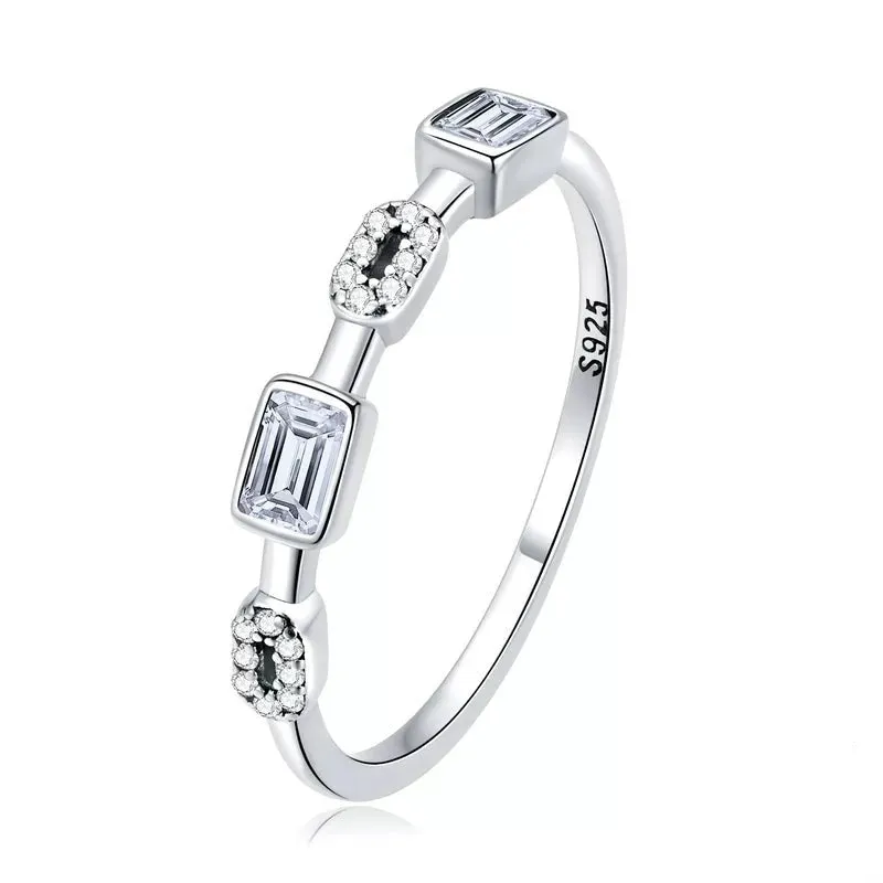 Square Cubic Zircon Stackable Ring