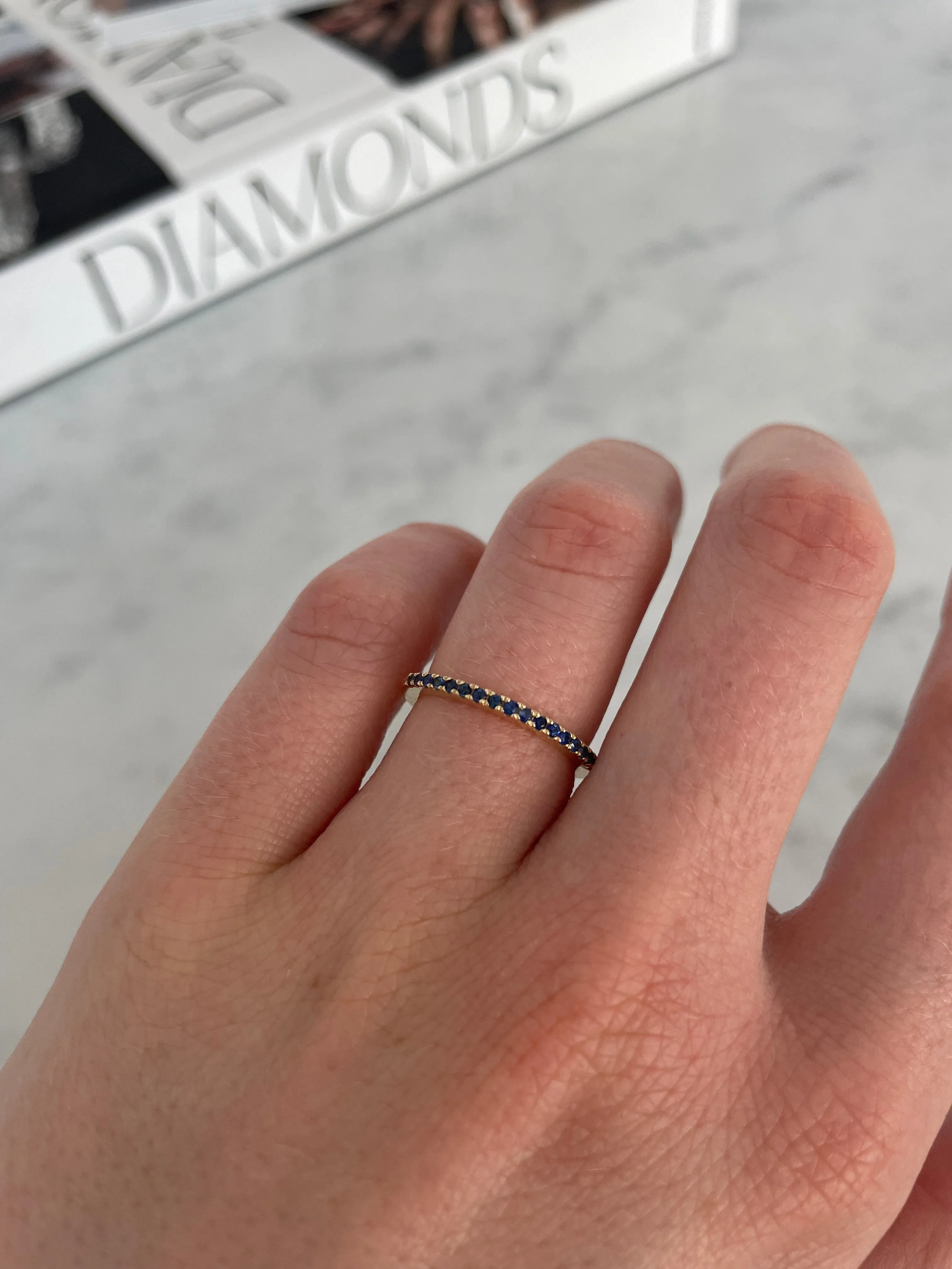 Stackable Pavé Blue Sapphire Ring