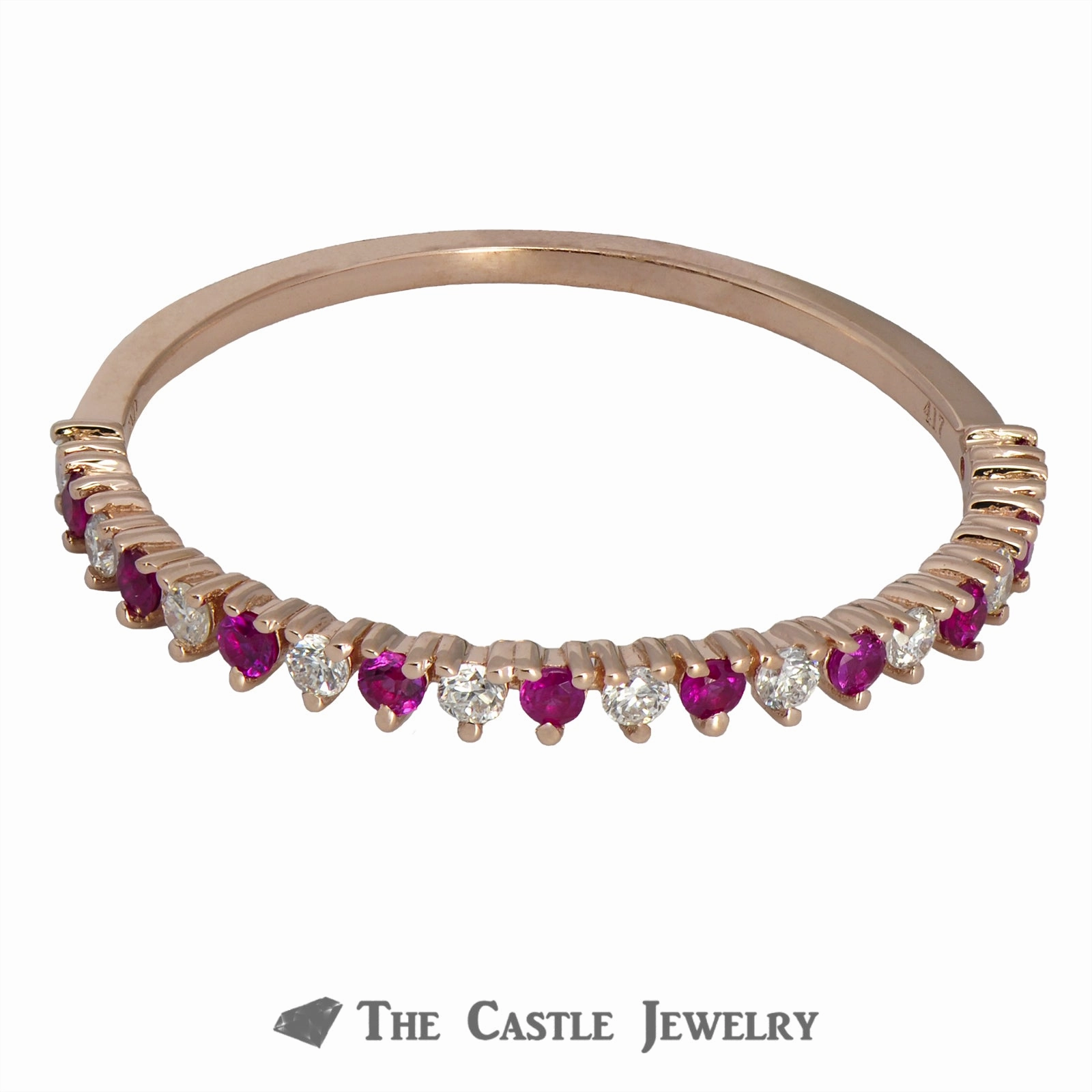 Stackable Ring Alternating Rubies & Diamonds in 10K Elegant Appeal Team Spirit