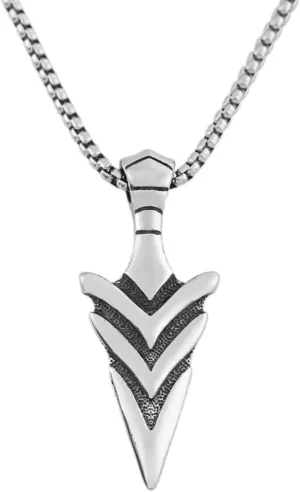 Stainless Steel Arrowhead Pendant Necklace for Men Women,Titanium Steel Arrow head Jewelry Chain Necklace for Mens,Viking Arrow Charms Necklaces for Man Women,24inch Chain
