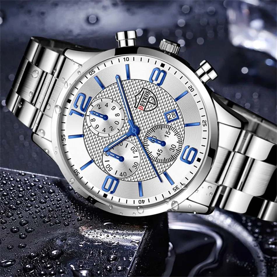 Stainless Steel Sports Calendar Watch