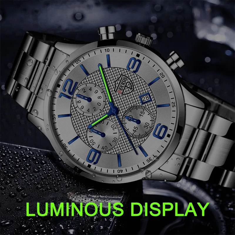 Stainless Steel Sports Calendar Watch