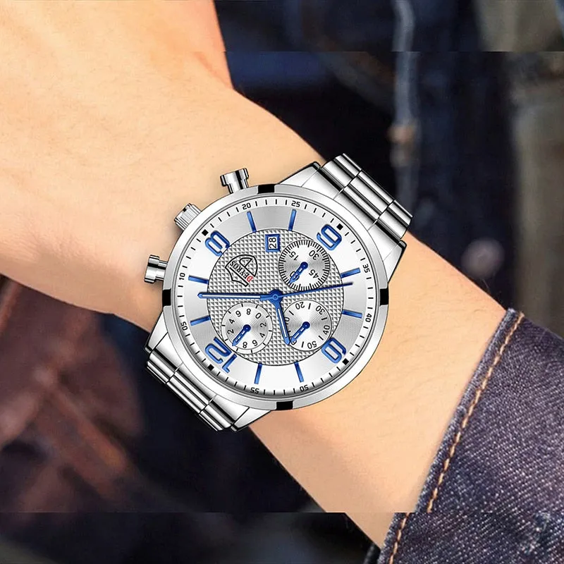 Stainless Steel Sports Calendar Watch