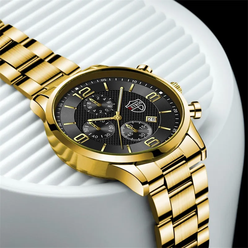 Stainless Steel Sports Calendar Watch