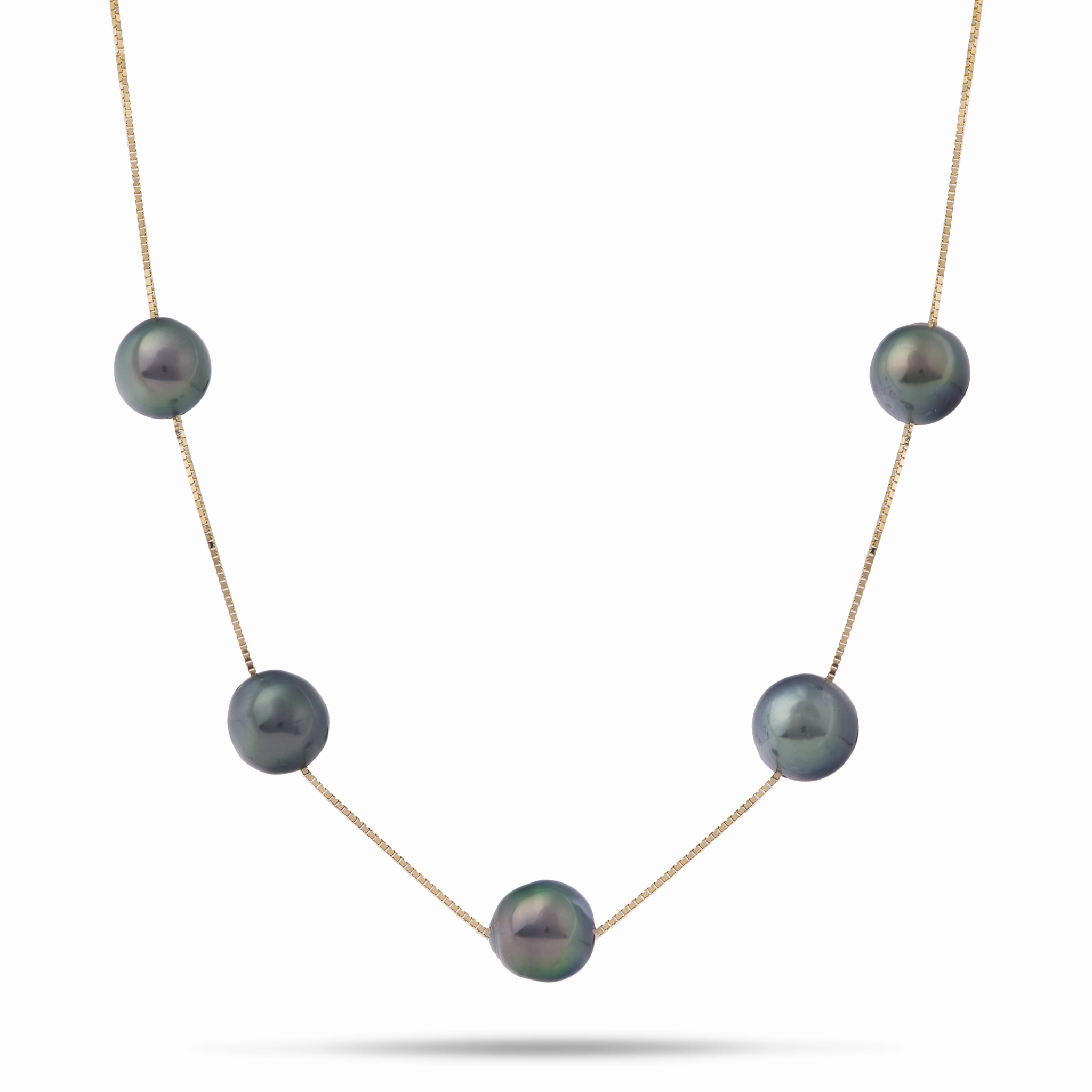 18" Tahitian Black Pearl Necklace in Gold - 9-10mm Gift Look Artful Edge