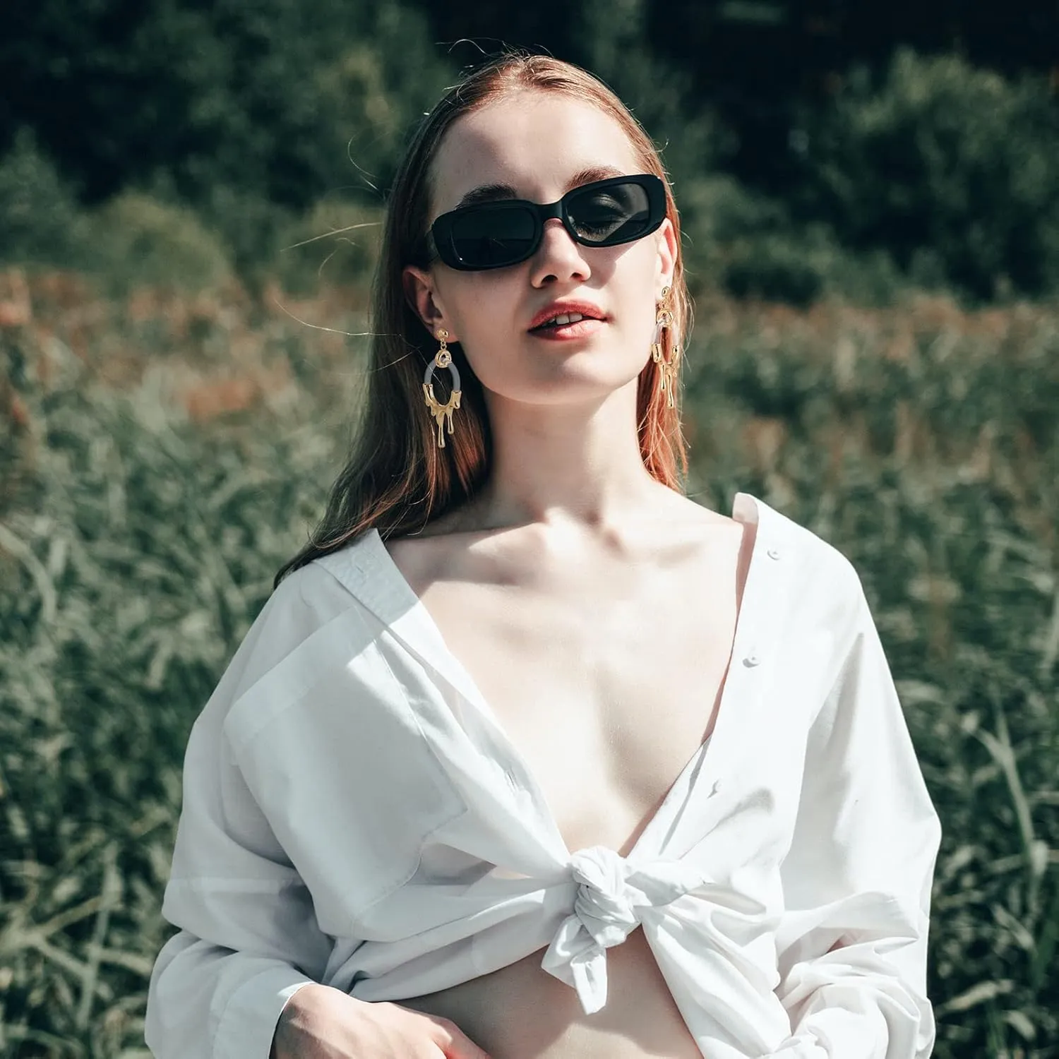 Statement Transperant Resin Drop Earrings,Artsy Earrings with Organic Shape Metal and Fluid Metal Shape