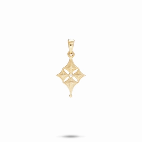 Sophisticated Gem Showstopper Look Hawaiian Quilted Star Pendant in Gold with Diamond - 15mm