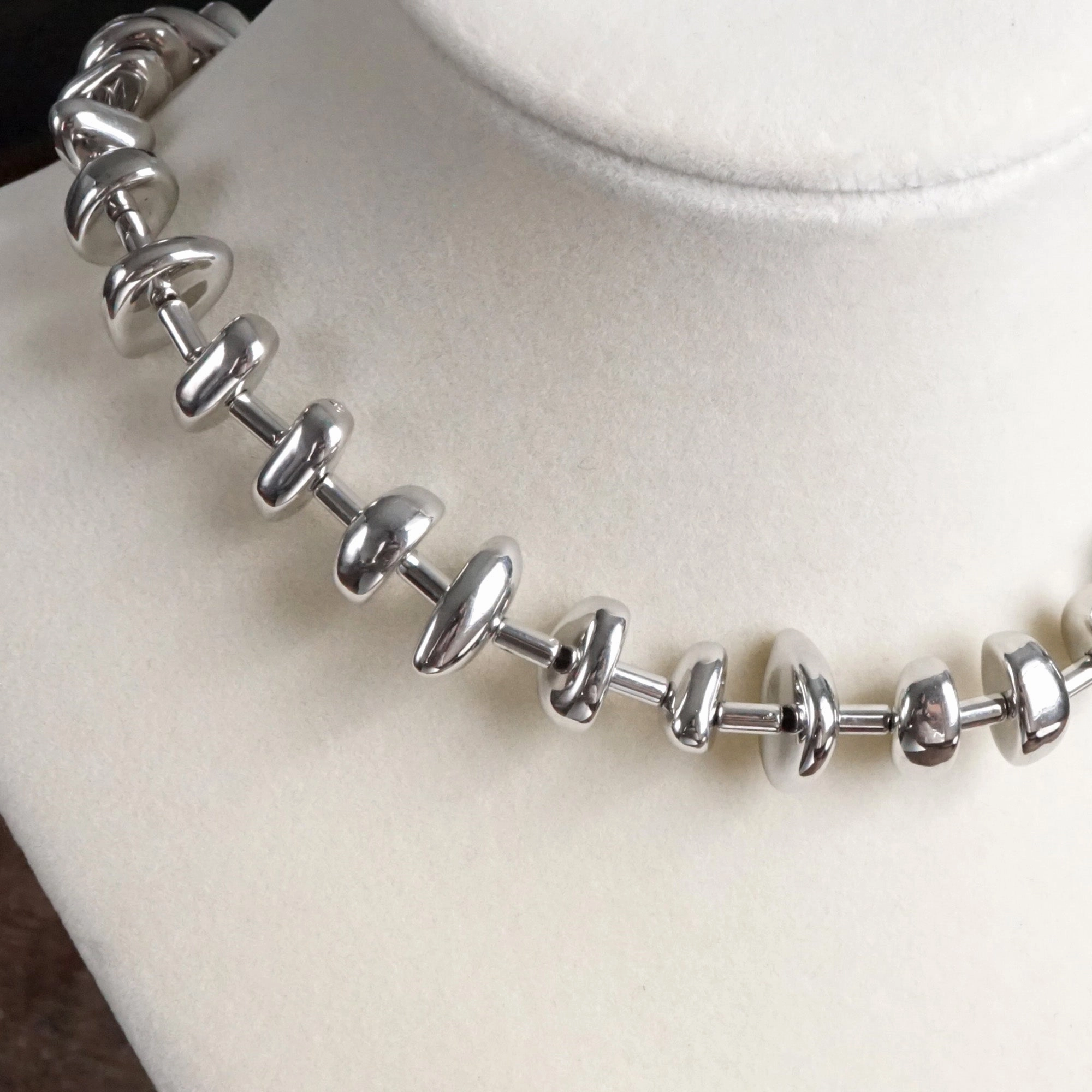 Timeless Touch Statement Shiny Nuggets Necklace Gold or Silver Tones