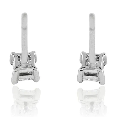 Steffans Princess Cut Diamond Claw Set Platinum Stud Earrings (0.20cts)
