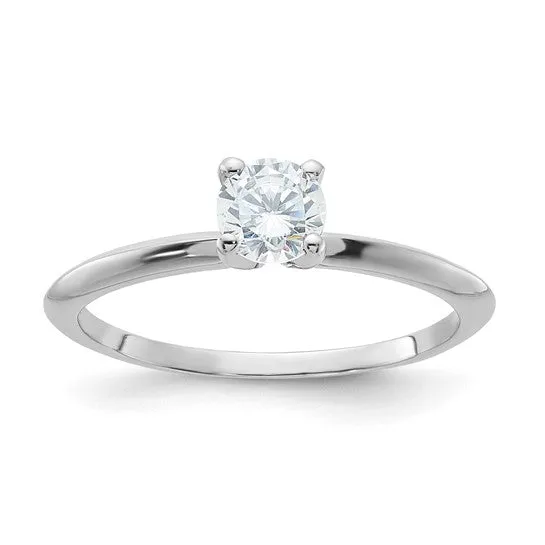 Sterling Silver 5mm Round Solitaire Diamonore CZ Ring